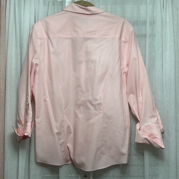 NWOT Brooks Brothers 10 Fitted Non-Iron Pink & White Stripe Item#4B - Picture 4 of 5